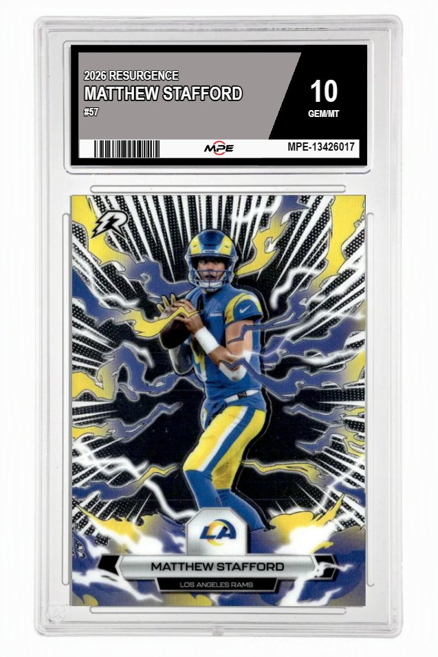 2026 RESURGENCE #57 MATTHEW STAFFORD MPE 10 GEM/MT — graded card auctioned from the MPE vault