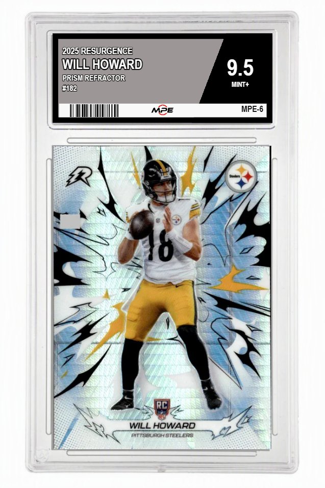 2025 RESURGENCE PRISM REFRACTOR #182 WILL HOWARD MPE 9.5 MINT+ — graded card auctioned from the MPE vault
