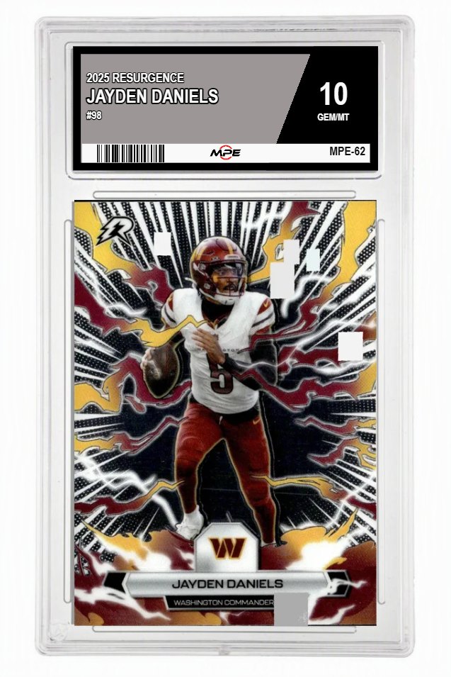 2025 RESURGENCE #98 JAYDEN DANIELS MPE 10 GEM/MT — graded card auctioned from the MPE vault