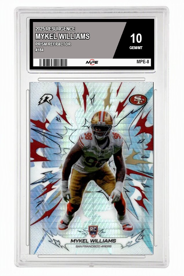 2025 RESURGENCE PRISM REFRACTOR #184 MYKEL WILLIAMS MPE 10 GEM/MT — graded card up for auction