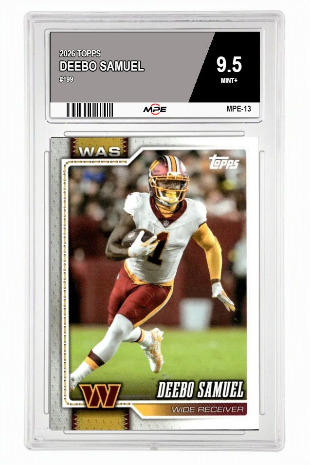 2026 TOPPS #199 DEEBO SAMUEL MPE 9.5 MINT+ — graded card auctioned from the MPE vault