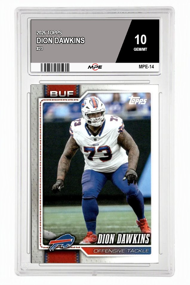 2026 TOPPS #23 DION DAWKINS MPE 10 GEM/MT — graded card auctioned from the MPE vault