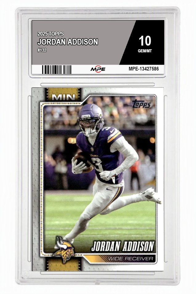 2025 TOPPS #132 JORDAN ADDISON MPE 10 GEM/MT — graded card auctioned from the MPE vault