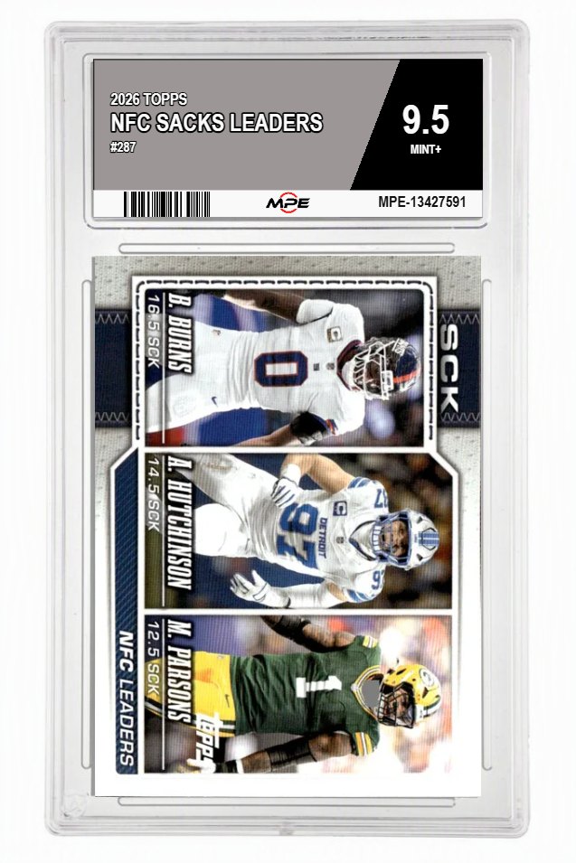 2026 TOPPS #287 NFC SACKS LEADERS MPE 9.5 MINT+ — graded card auctioned from the MPE vault
