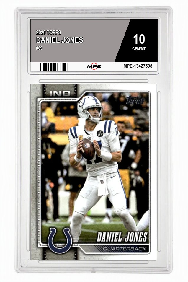 2026 TOPPS #89 DANIEL JONES MPE 10 GEM/MT — graded card auctioned from the MPE vault