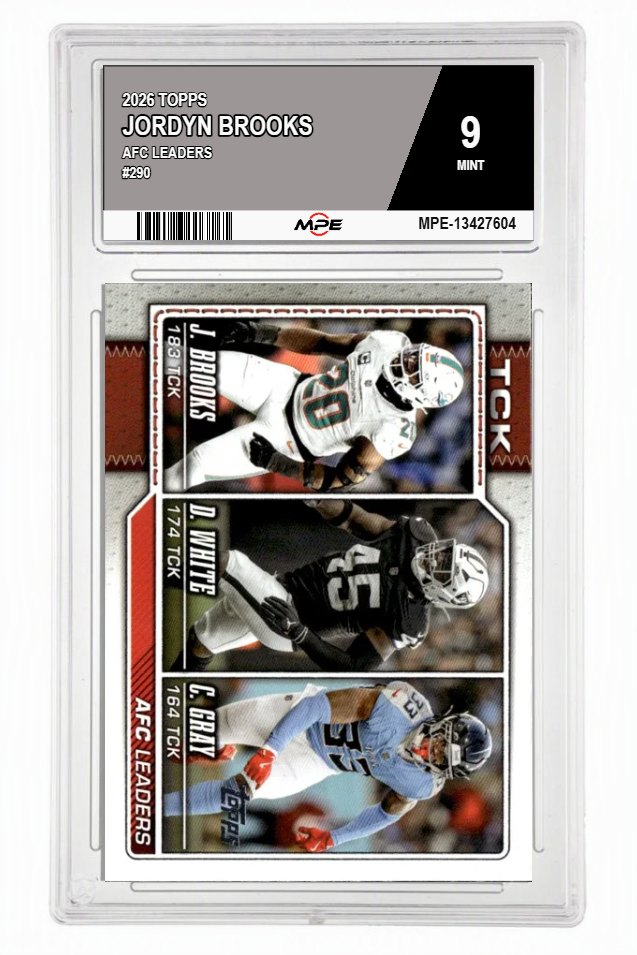 2026 TOPPS AFC LEADERS #290 JORDYN BROOKS MPE 9 MINT — graded card auctioned from the MPE vault