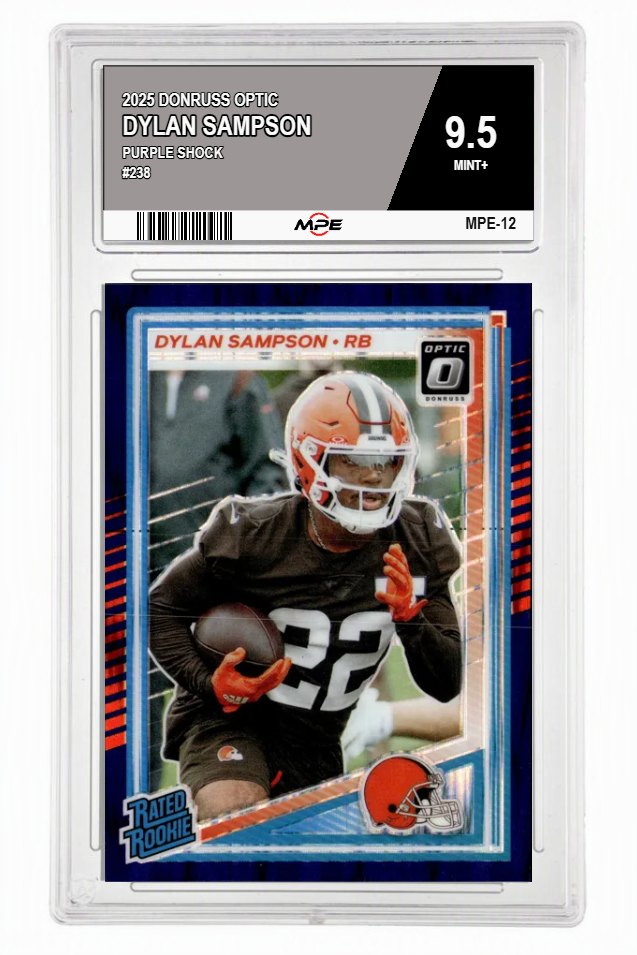 2025 DONRUSS OPTIC PURPLE SHOCK #238 DYLAN SAMPSON MPE 9.5 MINT+ — graded card auctioned from the MPE vault