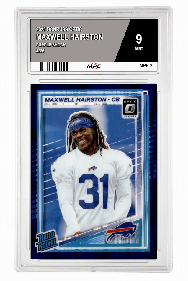 2025 DONRUSS OPTIC PURPLE SHOCK #286 MAXWELL HAIRSTON MPE 9 MINT — graded card auctioned from the MPE vault