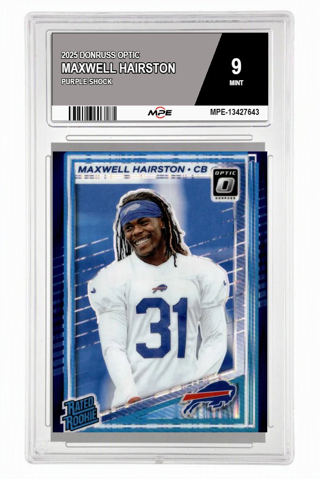 2025 DONRUSS OPTIC PURPLE SHOCK MAXWELL HAIRSTON MPE 9 MINT — graded card auctioned from the MPE vault