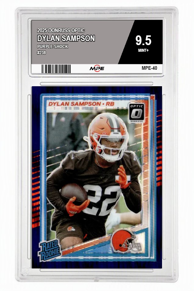 2025 DONRUSS OPTIC PURPLE SHOCK #238 DYLAN SAMPSON MPE 9.5 MINT+ — graded card auctioned from the MPE vault