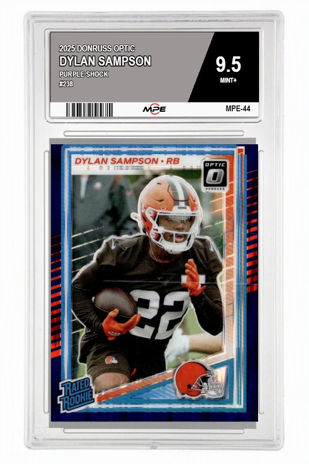 2025 DONRUSS OPTIC PURPLE SHOCK #238 DYLAN SAMPSON MPE 9.5 MINT+ — graded card auctioned from the MPE vault
