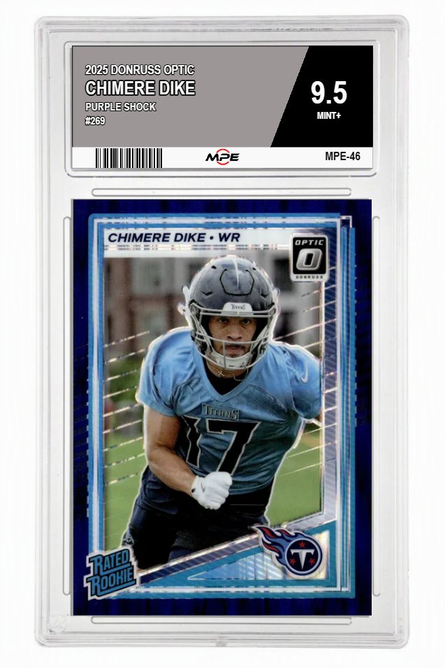 2025 DONRUSS OPTIC PURPLE SHOCK #269 CHIMERE DIKE MPE 9.5 MINT+ — graded card auctioned from the MPE vault