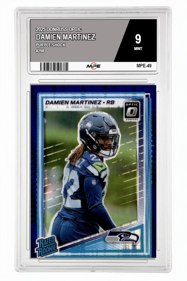 2025 DONRUSS OPTIC PURPLE SHOCK #298 DAMIEN MARTINEZ MPE 9 MINT — graded card auctioned from the MPE vault