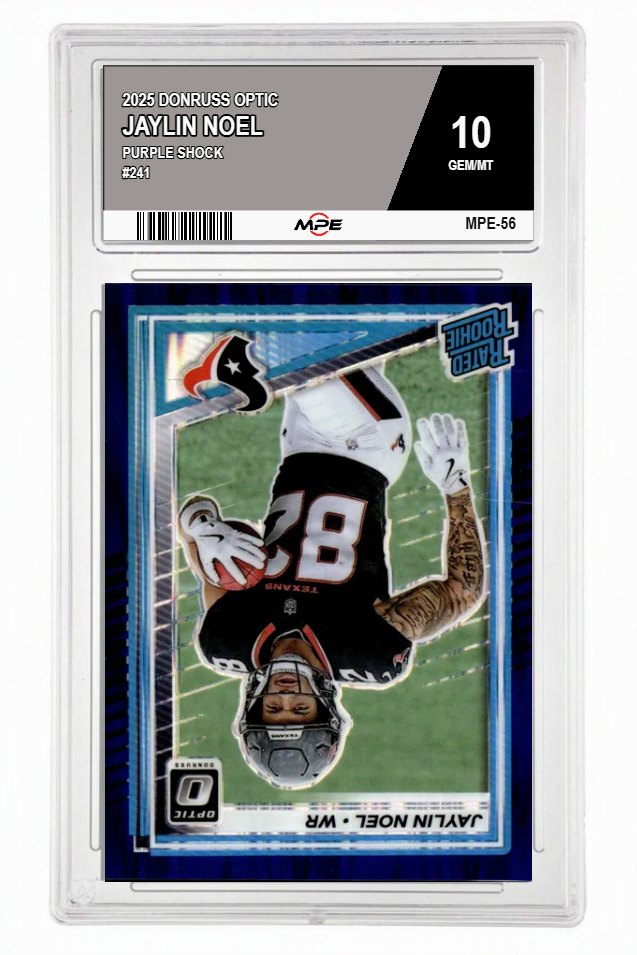 2025 DONRUSS OPTIC PURPLE SHOCK #241 JAYLIN NOEL MPE 10 GEM/MT — graded card auctioned from the MPE vault