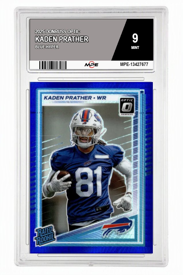 2025 DONRUSS OPTIC BLUE HYPER KADEN PRATHER MPE 9 MINT — graded card auctioned from the MPE vault