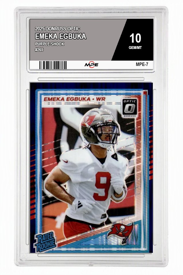 2025 DONRUSS OPTIC PURPLE SHOCK #265 EMEKA EGBUKA MPE 10 GEM/MT — graded card auctioned from the MPE vault