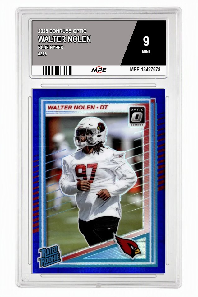 2025 DONRUSS OPTIC BLUE HYPER #276 WALTER NOLEN MPE 9 MINT — graded card auctioned from the MPE vault