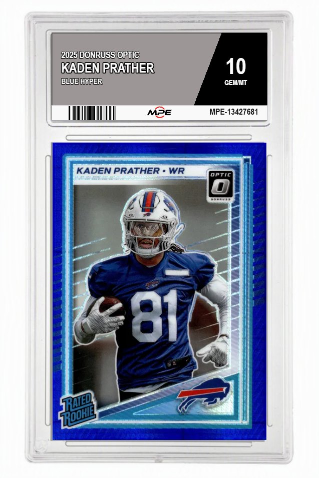 2025 DONRUSS OPTIC BLUE HYPER KADEN PRATHER MPE 10 GEM/MT — graded card auctioned from the MPE vault