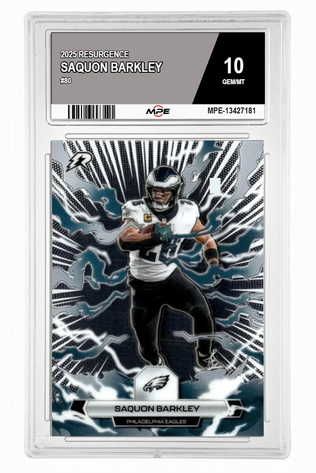 2025 RESURGENCE #80 SAQUON BARKLEY MPE 10 GEM/MT — graded card auctioned from the MPE vault