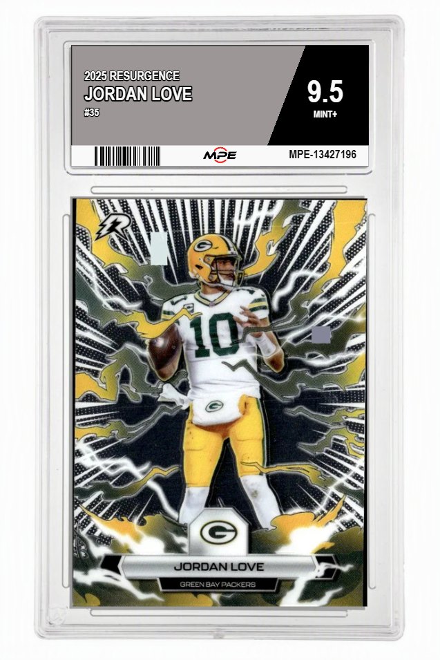 2025 RESURGENCE #35 JORDAN LOVE MPE 9.5 MINT+ — graded card auctioned from the MPE vault