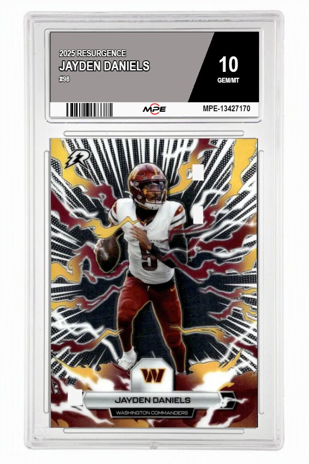 2025 RESURGENCE #98 JAYDEN DANIELS MPE 10 GEM/MT — graded card auctioned from the MPE vault