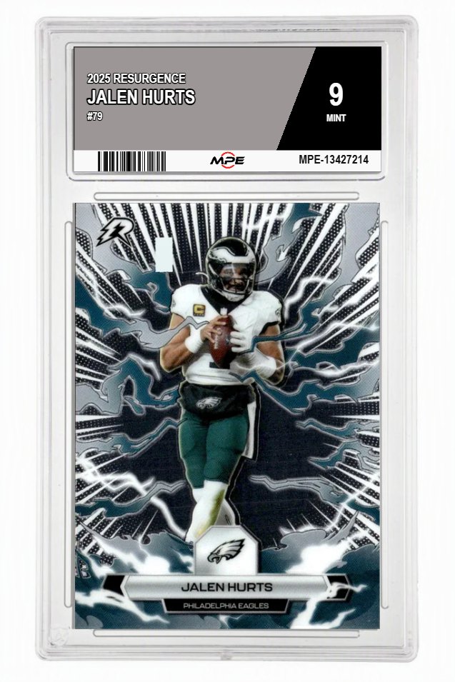 2025 RESURGENCE #79 JALEN HURTS MPE 9 MINT — graded card auctioned from the MPE vault