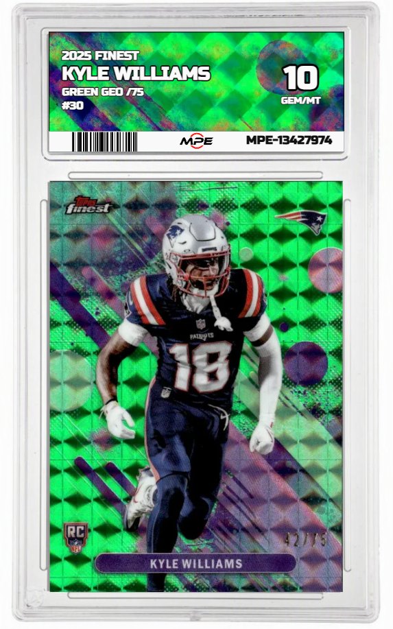2025 FINEST GREEN GEO /75 #30 KYLE WILLIAMS MPE 10 GEM/MT — graded card auctioned from the MPE vault