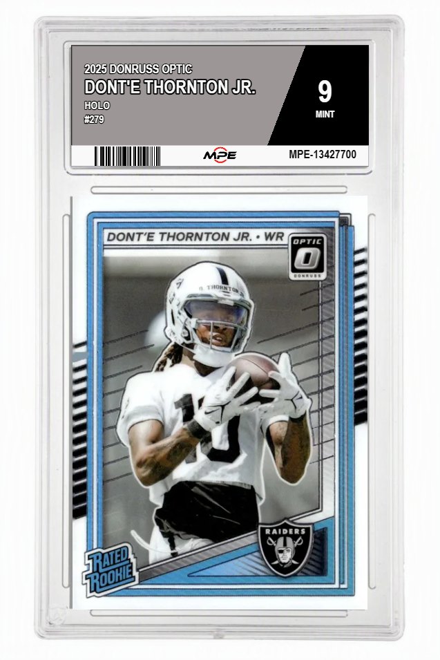2025 DONRUSS OPTIC #279 DONT'E THORNTON JR. MPE 9 MINT — graded card auctioned from the MPE vault