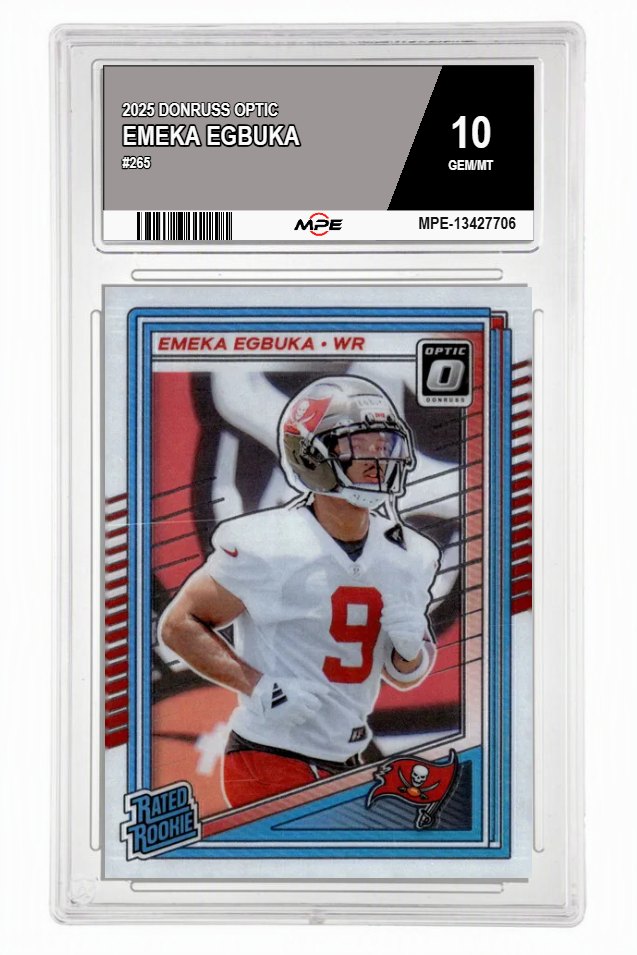 2025 DONRUSS OPTIC #265 EMEKA EGBUKA MPE 10 GEM/MT — graded card auctioned from the MPE vault