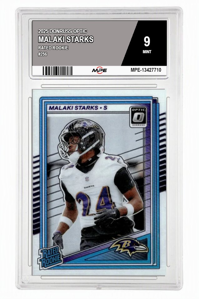 2025 DONRUSS OPTIC #256 MALAKI STARKS MPE 9 MINT — graded card auctioned from the MPE vault