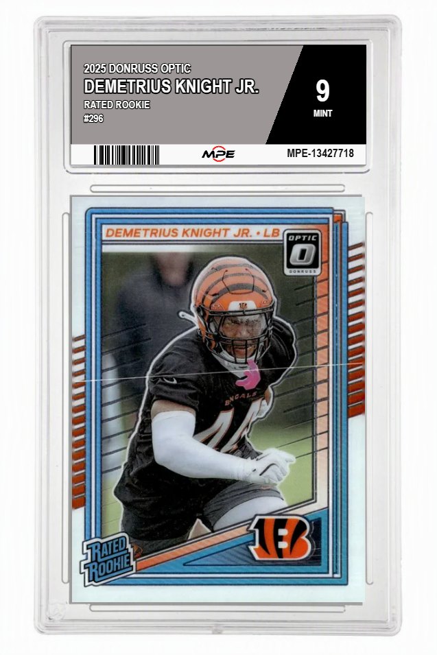 2025 DONRUSS OPTIC #296 DEMETRIUS KNIGHT JR. MPE 9 MINT — graded card auctioned from the MPE vault