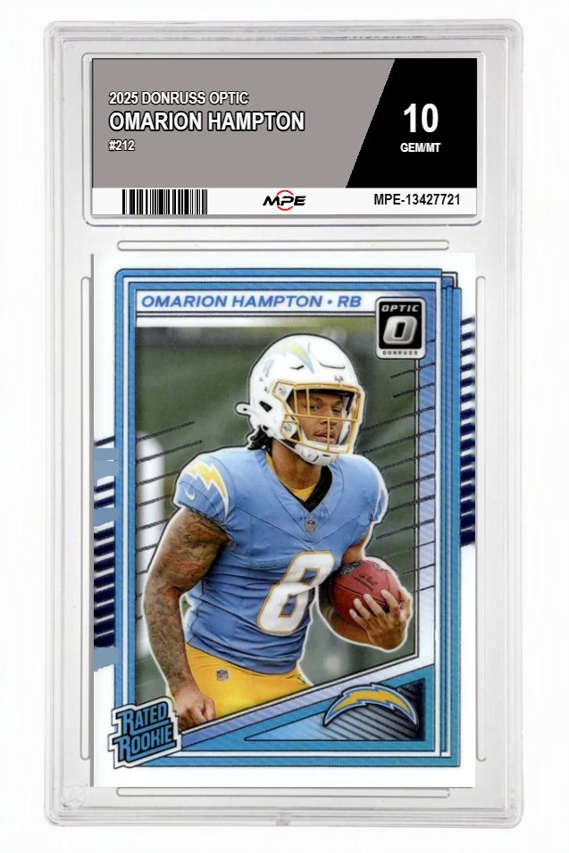 2025 DONRUSS OPTIC #212 OMARION HAMPTON MPE 10 GEM/MT — graded card auctioned from the MPE vault