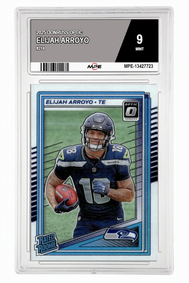 2025 DONRUSS OPTIC #214 ELIJAH ARROYO MPE 9 MINT — graded card auctioned from the MPE vault