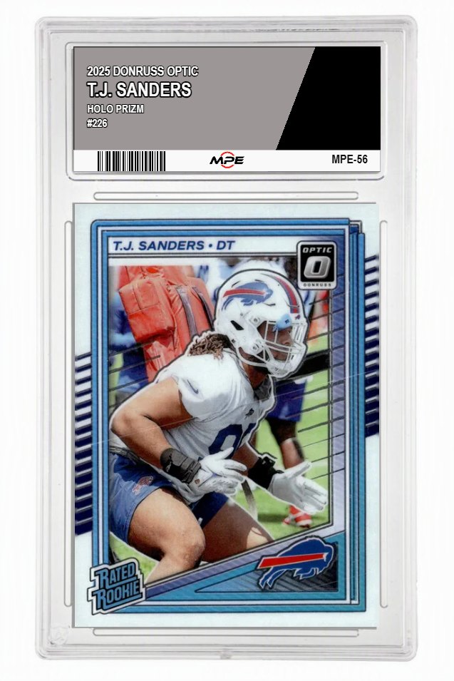 2025 DONRUSS OPTIC #226 T.J. SANDERS MPE 9.5 MINT+ — graded card auctioned from the MPE vault