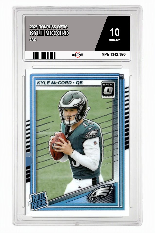 2025 DONRUSS OPTIC #283 KYLE MCCORD MPE 10 GEM/MT — graded card auctioned from the MPE vault