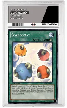 2013 YU GI OH! 1ST EDITION #BP02-EN136 SCAPEGOAT MPE 9 MINT — graded card up for auction
