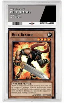 2013 YU GI OH! 1ST EDITION #BP02-EN115 BULL BLADER MPE 9 MINT — graded card up for auction