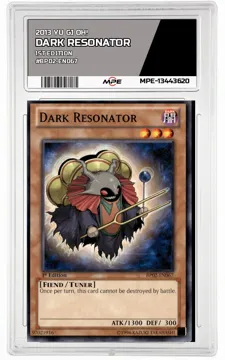 2013 YU GI OH! 1st Edition #BP02-EN067 DARK RESONATOR MPE 9 MINT — graded card up for auction
