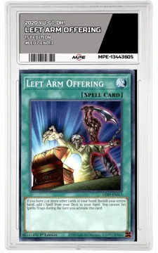 2020 YU-GI-OH! 1ST EDITION #LED7-EN013 LEFT ARM OFFERING MPE 10 GEM/MT — graded card up for auction