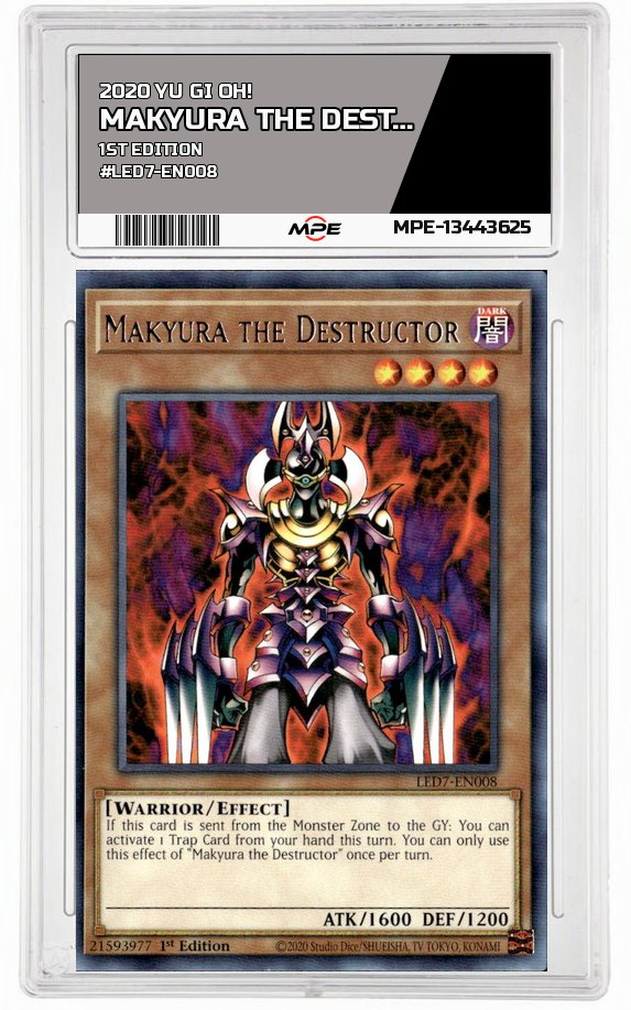 2020 YU GI OH! 1ST EDITION #LED7-EN008 MAKYURA THE DESTRUCTOR MPE 9 MINT — graded card auctioned from the MPE vault