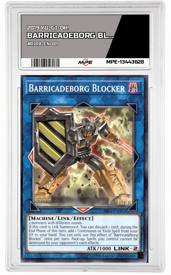 2019 YU-GI-OH! #RIRA-EN081 BARRICADEBORG BLOCKER MPE 10 GEM/MT — graded card auctioned from the MPE vault