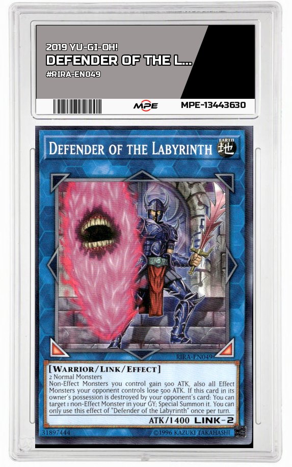 2019 YU-GI-OH! #RIRA-EN049 DEFENDER OF THE LABYRINTH MPE 9 MINT — graded card auctioned from the MPE vault