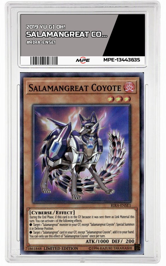 2019 YU GI OH! #RIRA-ENSE1 SALAMANGREAT COYOTE MPE 10 GEM/MT — graded card auctioned from the MPE vault