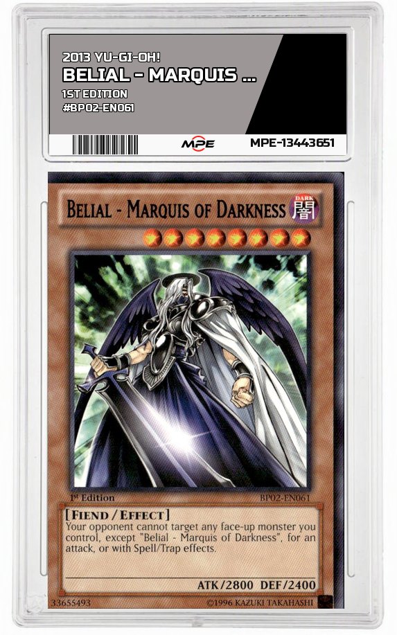 2013 YU-GI-OH! 1st Edition #BP02-EN061 BELIAL - MARQUIS OF DARKNESS MPE 9 MINT — graded card auctioned from the MPE vault