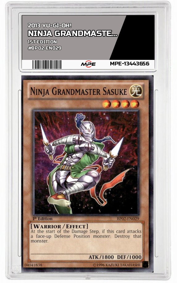 2013 YU-GI-OH! 1st Edition #BP02-EN029 NINJA GRANDMASTER SASUKE MPE 9 MINT — graded card auctioned from the MPE vault