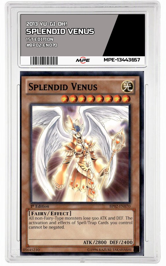 2013 YU-GI-OH! 1st Edition #BP02-EN070 SPLENDID VENUS MPE 9 MINT — graded card up for auction