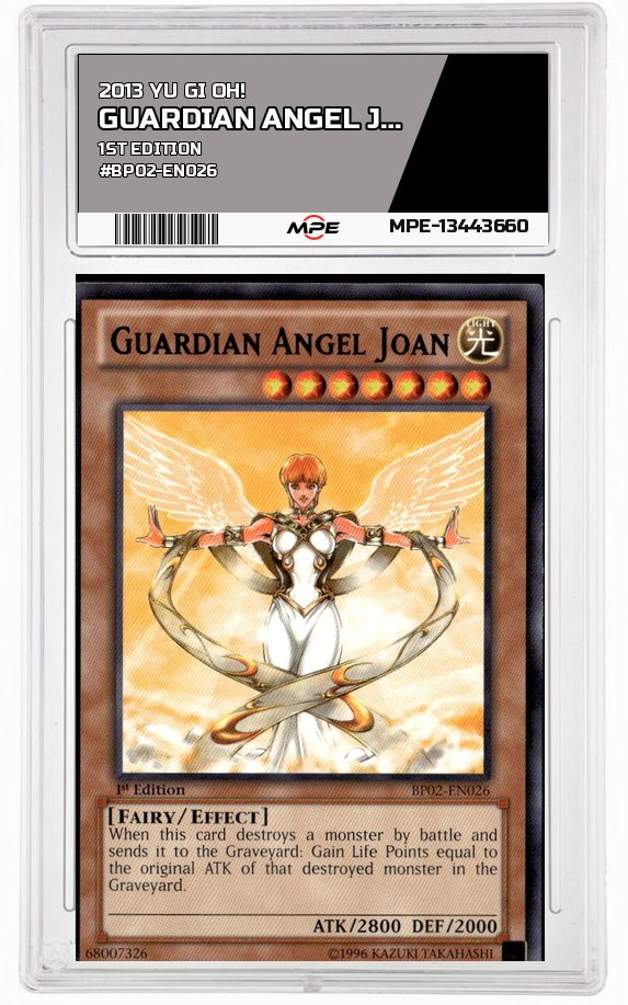 2013 YU GI OH! 1st Edition #BP02-EN026 GUARDIAN ANGEL JOAN MPE 9 MINT — graded card auctioned from the MPE vault