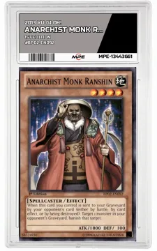2013 YU GI OH! 1st Edition #BP02-EN092 ANARCHIST MONK RANSHIN MPE 9 MINT — graded card up for auction