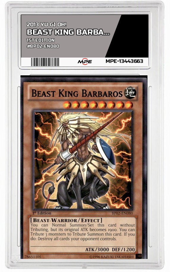 2013 YU GI OH! 1st Edition #BP02-EN080 BEAST KING BARBAROS MPE 9 MINT — graded card auctioned from the MPE vault