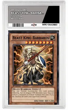 2013 YU GI OH! 1st Edition #BP02-EN080 BEAST KING BARBAROS MPE 9 MINT — graded card up for auction